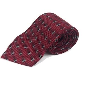 Carlos Devenezia Mens Tie, Red Silk Handmade